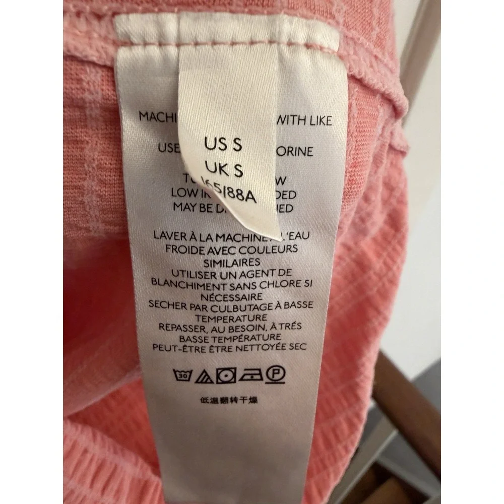 Free People Women's Coral Pink Day Lily‎ Puff Sleeve Blouse Top Size Small $78